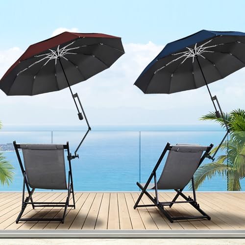 UPF 50+ Beach Umbrella with Adjustable Universal Clamp