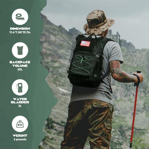 Maelstrom Hydration Backpack, Hiking Backpack with 2L/3L Water Bladder, High Flow Bite Valve Water Backpack Lightweight