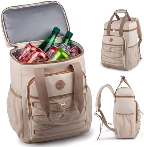 Cooler Backpack with Padded Top Handle, Lightweight Back Pack Coolers Insulated Leak Proof, Large Capacity Ice Chest for Women Men Beach Camping Picnic Fishing Hiking