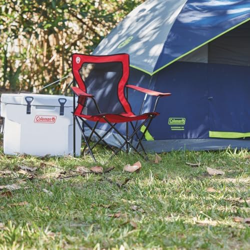 Coleman Broadband Mesh Quad Camp Chair with Carry Bag & Cup Holder, Cooling Mesh Back with Adjustable Arms