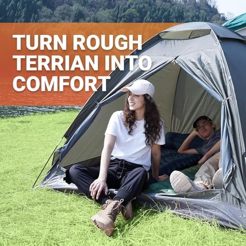 KingCamp Self Inflating Camping Mattress with Built-in Foot Pump, Connectable Durable Inflatable Sleeping Mat with Pillow, Compact Camping Air Mattress for Hiking