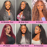 Ksflaae 13x6 Lace Front Wigs Human Hair Pre Plucked 180% Density HD Transparent Water Wave Lace Frontal Wigs Human Hair for Women Curly Lace Front Wigs with Baby Hair Natural Color 26Inch