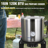 Bestfire High Pressure Propane Burner, 120000 BTU Single Propane Stove with 4.1ft 0-20Psi Adjustable Hose with Regulator, 16" Square Steel Cooktop for Camping