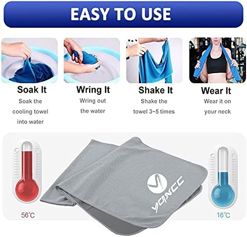YQXCC 4 Pack Cooling Towel (47"x12") Ice Towel for Neck, Microfiber Cool Towel, Soft Breathable Chilly Towel for Yoga, Sports, Golf, Gym, Camping, Running, Fitness, Workout & More Activities
