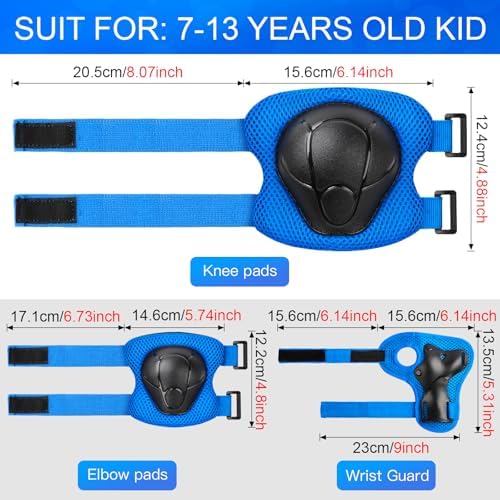Kids Protective Gear Set Knee Pads for Kids 3-14 Years Toddler Knee and Elbow Pads with Wrist Guards 3 in 1 for Skating Cycling Bike Rollerblading Scooter