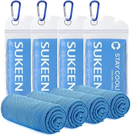 Sukeen [4 Pack] Cooling Towel (40"x12"),Ice Towel,Soft Breathable Chilly Towel,Microfiber Towel for Yoga,Sport,Running,Gym,Workout,Camping,Fitness,Workout & More Activities (Sky Blue)