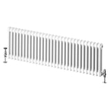 Go Bathrooms Utopia White Horizontal Radiator 400 x 1370mm Traditional Cast Iron Style 2 Column White Central Heating Living Room Radiator
