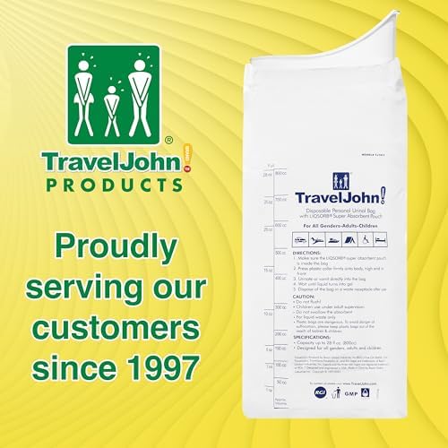 Resealable Disposable Urinal for All Genders, Adults, and Children (18 Pack) Designed for Emergencies, Travel, Camping, Long Car Rides and More - 28oz/800ml Capacity (TJ1N-C)