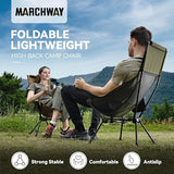 MARCHWAY Lightweight Folding High Back Camping Chair with Head Support, Stable Portable Compact for Outdoor Camp, Travel, Beach, Picnic, Festival, Hiking, Backpacking (Highback Green)