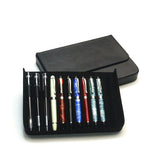 MIVLXLX Leather 12 Fountain Pen/Pencil Tray Case Organizer, Fashion Design, Handmade, Magnetic Closure with Drawer, Christmas Gift for Man/Woman/Office, 12 Slots(black)