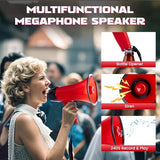 MyMealivos Portable Megaphone Bullhorn 20 Watt Power Megaphone Speaker Voice and Siren/Alarm Modes with Volume Control and Strap (Red)