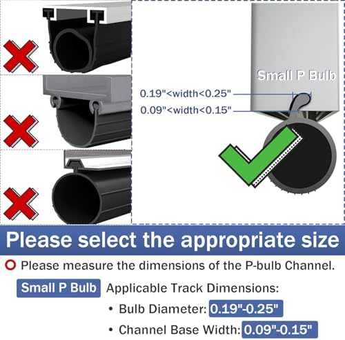 Garage Door Seal P Bulb – 20ft Flexible Weatherproof TPE Seal for Single-Channel Doors, Easy DIY Installation, Extreme Temperature Protection, Prevents Drafts, Noise Reduction, Saves Energy