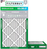 Filterbuy 20x36x2 Air Filter MERV 8 Dust Defense (2-Pack), Pleated HVAC AC Furnace Air Filters Replacement (Actual Size: 19.50 x 35.50 x 1.75 Inches)