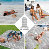 78''×86'' Large Beach Blanket for 4 Adults, Outdoor Beach Mat Sand Proof Waterproof with 4 Stakes & 4 Corner Pockets, Polyester Lightweight Comapct Grey Picnic Mat for Travel, Camping, Hiking