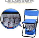 LEADALLWAY Fishing Chair with Cooler Bag Compact Fishing Stool Foldable Camping Chair