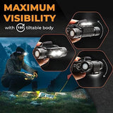 Foxelli Ultra Bright Rechargeable Headlamp – 18650 Battery, IPX7 Waterproof, 1200 Lumen LED Light for Work & Outdoors, with Battery & Hooks - Perfect for Hard Hat or Helmet