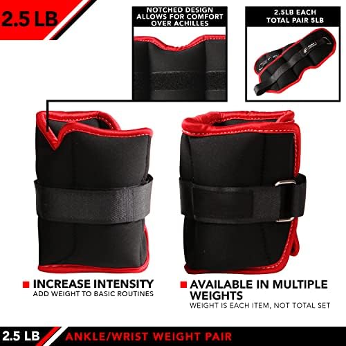 JFIT Adjustable Ankle Weights - Ankle Weight Pair 10 Weight and Bundle Options - 0.5 to 10 lbs Each, Set of 2, Adjustable Straps – Comfortable, Breathable, Moisture Absorbent Weight Straps for Men and Women