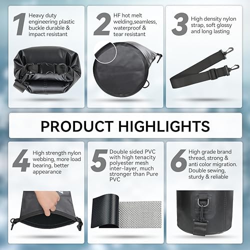 MARCHWAY Floating Waterproof Dry Bag Backpack 5L/10L/20L/30L/40L, Roll Top Sack Keeps Gear Dry for Kayaking, Rafting, Boating, Swimming, Camping, Hiking, Beach, Fishing