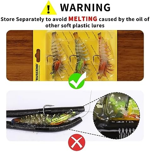 TRUSCEND Pre-rigged Fishing Jig Lures for Freshwater and Saltwater, Innovative Super Durable TPE Bass Lures, Lifelike Shrimp Crayfish Swimbait, Weedless Lure for Crappie Trout Walleye, Keep Separately