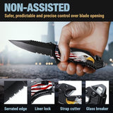 Patriotic Legal Pocket Knife Bald Eagle - 2.95” Serrated Sharp Blade - Small Tactical Knives with US American Flag for Men Dad - Best Folding Tool - Gifts for Him - Mens Birthday Gift Ideas 6680 E