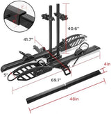 E-Bike Rack with Ramp, Hitch 2 Bike Rack, 200 lbs Capacity Electric Bike Carrier, Foldable Platform Mount for Cars, Trucks, SUVs, Minivans, Up to 5-Inch Fat Tire for 2'' Receiver