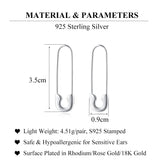 SLUYNZ Solid 925 Sterling Silver Safety Pin Hoop Earrings for Women Teen Girls Minimalist 1.4" Hoop Earrings Dangle (A-Silver)