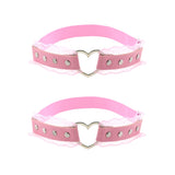 UnderYours 2Pcs Adjustable Lace Heart-Shaped Thigh Garter, Elastic Leg Garters for Women, Pink