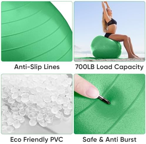 APEXUP Yoga & Pilates Ball - Anti Slip Heavy Duty Gym Ball for Fitness, Balance & Core Workout