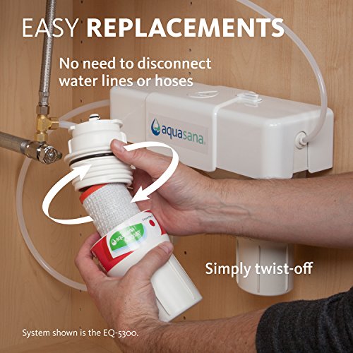 Aquasana Replacement Filter Cartridges for 2-Stage Under Sink Water Filtration System - Filters 99% Of Chlorine - 2 Count - AQ-5200R, Red and Yellow
