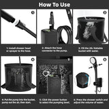 Moriko Portable Camping Shower, 6000mAh Rechargeable Shower Pump, Filtered Shower Head & 5 Gallons Foldable Bucket, Outdoor Shower for Hiking Beach, Travel, Pet Bath, Car Washing, Surf & Boat Cleaning