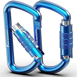FresKaro 3inch 12kN-2698lbs Auto Locking Carabiner Clips, Solid D Shape, Heavy Duty 7075 Aluminum, Lightweight 1.09oz, Rust Proof, for Hammock, Hiking, Dog Leash, Keychain etc., Multi-Colors