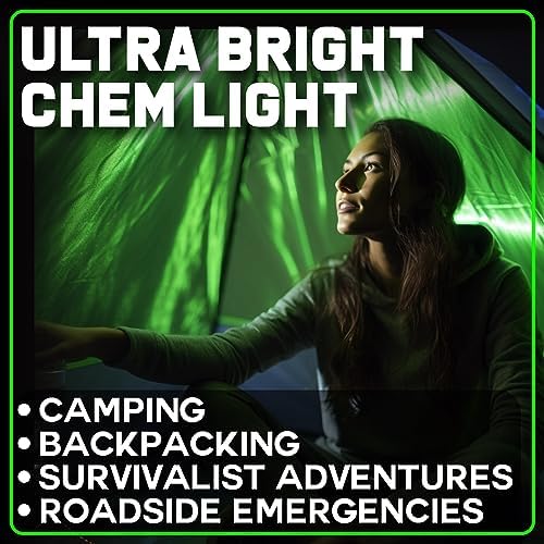 Emergency Glow Sticks - 25 Ultra Bright Military Grade Chem Lights - 12 Hour Bulk Tactical Light Sticks for Survival Gear, Camping, and Power Outages