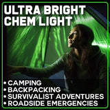 Emergency Glow Sticks - 25 Ultra Bright Military Grade Chem Lights - 12 Hour Bulk Tactical Light Sticks for Survival Gear, Camping, and Power Outages
