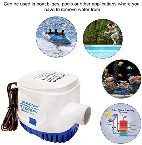 Submersible Boat Bilge Water Pump 12v 1100gph Automatic Marine Bilge Pump for Ponds, Pools, Spas Silent, Boat Caravan RV Submersible