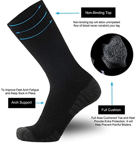 ONKE Cotton Full Cushion Crew Socks for Men Women Athletic Thick Warm Heavy Duty Steel Toe Work Boot Moisture Wicking Control
