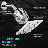 Cobbe High Pressure Filtered Shower Head Combo, Rain Shower Head with 20 Stage Shower Head Filter for Hard Water - Adjustable Replacement Remove Chlorine and Harmful Substances, Chrome