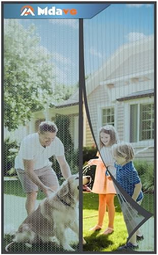 Magnetic Screen Door，Screen Door Mesh，Keep Bugs Out, Heavy-Duty Mesh Curtain,Pet and Kid Friendly, Works with Front Doors, Sliding Doors（36 x 80 Inches Gray
