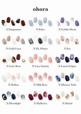 ohora Semi Cured Gel Nail Strips (N Moonlight) - Halloween Nails, Salon-Quality, Works with Any Lamps, Long Lasting, Easy to Apply & Remove - Includes 2 Prep Pads, Nail File & Wooden Stick
