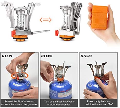 Odoland 16pcs Camping Cookware Set with Folding Camping Stove, Non-Stick Lightweight Pot Pan Kettle Set with Stainless Steel Cups Plates Forks Knives Spoons for Camping Backpacking Outdoor Picnic