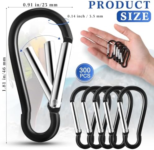 300 Pcs 2" Carabiner Bulk Spring Snap Hooks Bulk Aluminum Alloy Clip Keychain for Hanging Camping Hiking Traveling Fishing Outdoor Activities