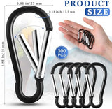 300 Pcs 2" Carabiner Bulk Spring Snap Hooks Bulk Aluminum Alloy Clip Keychain for Hanging Camping Hiking Traveling Fishing Outdoor Activities