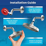 High Pressure Shower Head - Anti-Clogging Silicone Nozzles - 2.5 GPM Removable Restrictor - Easy to Clean Adjustable Replacement - easy to install with Plumbers Tape - 6 inch - Brushed Nickel Finish