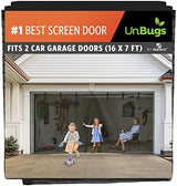 UnBugs Garage Screen Doors for 2 Car Garage - Fits Double Garage Doors up to 16 Feet Wide x 7 Feet Tall MAX - Pet & Kid Friendly, Self-Closing - Hands Free Magnet Closure Keeps Bugs Out & Breeze in