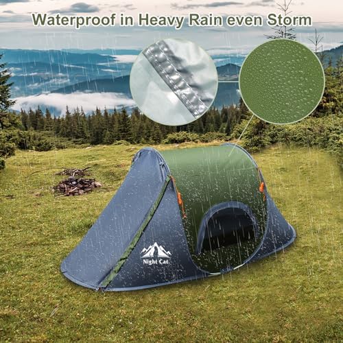 Night Cat Pop-up Camping Tent: 1 Person Tent Waterproof Instant Easy Setup Outdoor Tent
