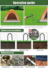 16 Inch Rebar Stakes Heavy Duty, 10 Pack J-Shaped Tent Stakes, Ground Anchor Stakes for Landscaping Plants Fabric Tube Fence, Black