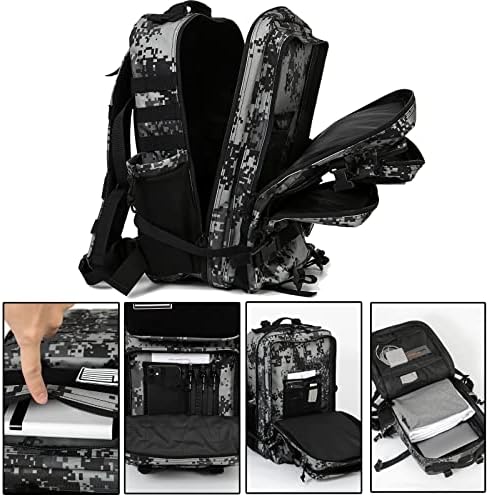 QT&QY 25L/35L/45L Military Tactical Backpack For Men Molle Daypack 3 Day Bug Out Bag Hiking Rucksack With Bottle Holder