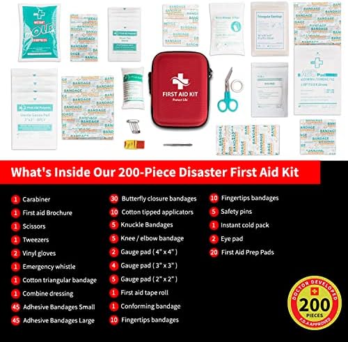 Protect Life Survival First Aid Kit for Home/Business, Camping Survival Kits | Mini Travel First Aid Kit | Camping Equipment | Small Kits for Car | Outdoor Emergency Survivals Pack