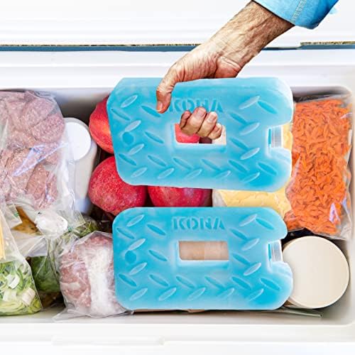 Kona Blue/Ice Ice Packs for Lunch Box - 2 lb Freezer Packs Compatible with Yeti Cooler Bags | Dry Ice Shock Pack, Long-Lasting Reusable Ice Packs for Lunch Bags (10" x 5.5" x 1.5" Pack of 4)