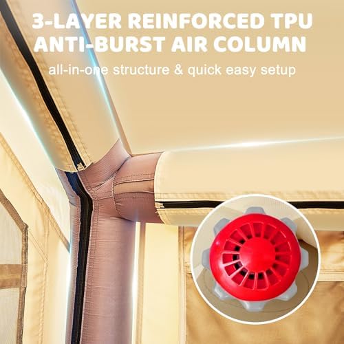 Inflatable Tents for Camping, Blow Up Tent with Hand Pump, Easy Setup Inflatable Hot Tent with Stove Jack, Waterproof Oxford Air Glamping Tents for Camping Adult 4-6 Person