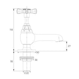 VANCOCO Traditional Chrome Brass Basin Tap Pair 1/2", Victorian Style Hot and Cold Head Cross Lever Bathroom Sink Taps, Polished Chrome Brass Pillar Toilet Sink Wash Faucet Set of 2